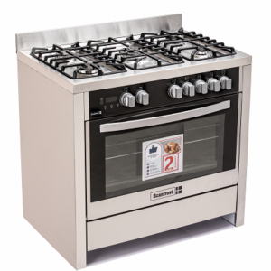 Scanfrost 90 x 60 CM gas cooker | Ideal for a large family | 5 Gas Burner including 1 Wok Burner | Gas oven with grill